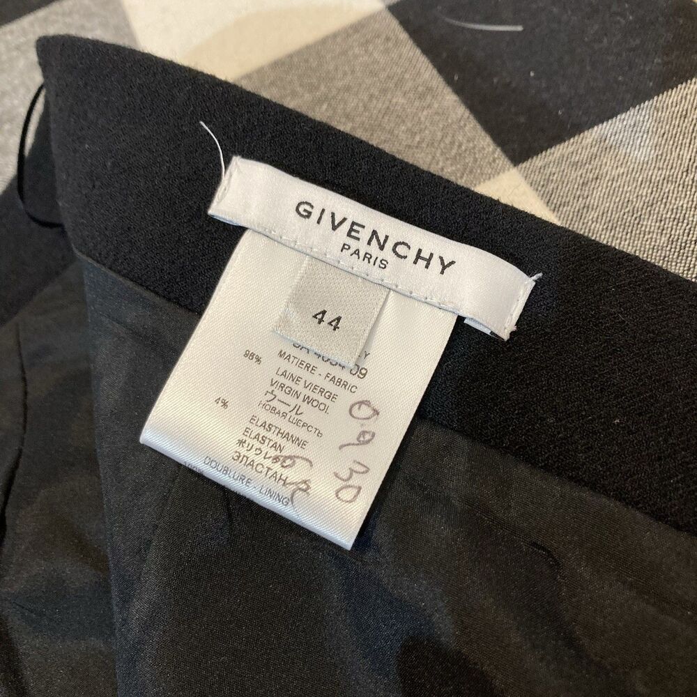 Givenchy Black Virgin Wool Mini Pencil Skirt Mermaid Hem Sz 44 Peplum‎ Designer - Picture 7 of 9